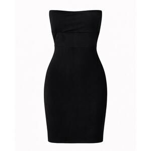 Norma Kamali Black Strapless Sheath Dress Stretch Midi - Large